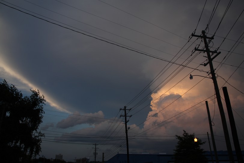 clouds and power lines at sunset